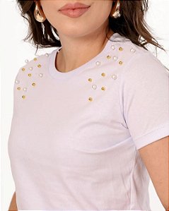 T-shirt - Perolas no Ombro Off
