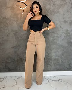 Calça Jeans Wide Leg - Colors Capuccino