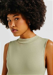 Regata Em Malha Canelada Gola Alta - Hering