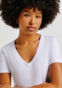 Blusa Básica Feminina Decote V Com Elastano - Hering