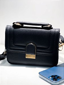 Bolsa Pequena Quadrada em Couro Sintético com Alça