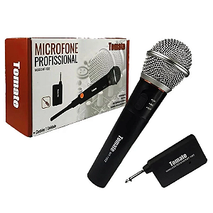 Microfone Profissional Sem Fio Tomate Mt-1002 Preto E Prata