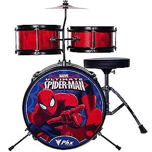 Bateria Completa Infantil Acústica Bim S1 Spider Man Phx