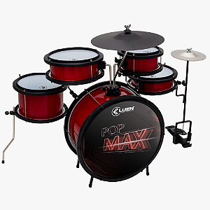 Bateria Infantil Pop Max Vermelha C/ Chimbal Banco Luen