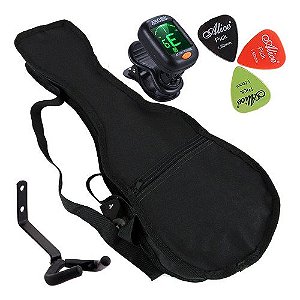 Kit Capa Para Ukulele Tenor C/ Palheta Afinador Suporte