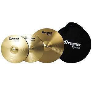 Kit De Pratos Bateria Dreamer Brass Hi Hat 13 Crash 16 + Bag