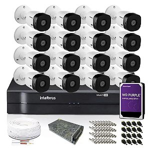 Kit Monitoramento Intelbras 16 Câmeras De Segurança 1080P