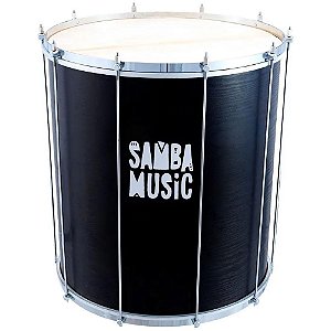 Kit Surdo Madeira Samba Music 60x20 Preto Pele Animal