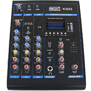 Mesa De Som Boxx Kg05 5 Canais Mixer Com Efeitos E Gravação
