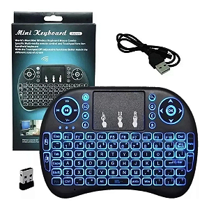 Mini Teclado Wifi Keyboard Controle Com Touchpad Led Backlit