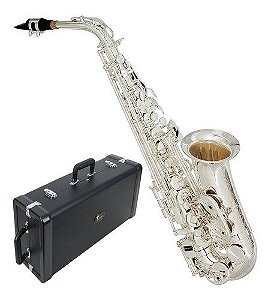 Saxofone Sax Alto Mib Sax 510s Eagle Banhado A Prata