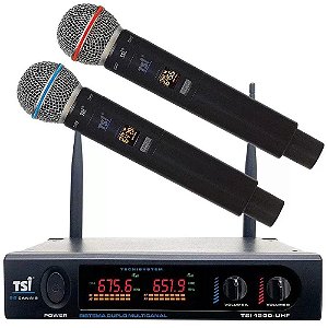 Sistema Microfone Sem Fio Digital Duplo TSI 1200 UHF