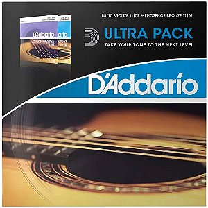 Ultra Pack D'addario 2 Encordoamentos Aço 011 Ez910 + Ej26