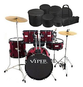 Bateria Acústica Xpro C.ibanez Viper Vinho C/ Kit Capa Bag