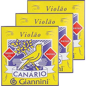 Encordoamento Canario Para Violão de Nylon Giannini Genwb Kit com Três