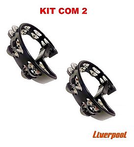 Kit 2 Pandeiro Meia Lua Pandeirola Liverpool Preto Tennesse