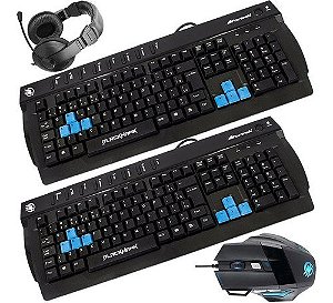 Kit 2 Teclados E Mouse + Fone Gamer Usb Fortrek Black Hawk