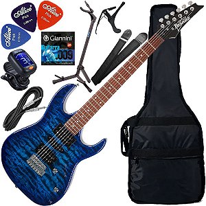Kit Guitarra Ibanez Grx70 Qa Hsh Transparent Blue Burst Tbb