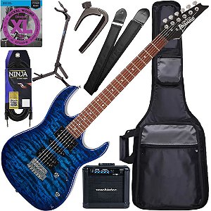 Kit Guitarra Ibanez Grx70 Qa Hsh Blue Burst Tbb Gx04