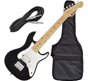 Kit Guitarra Phoenix Infantil Profissional Stratocaster Phx Junior Bk
