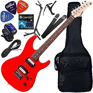 Kit Guitarra Strato 2 Humbucker Gtu-1 Rd Vermelha Waldman