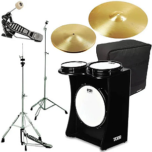 Kit Tajon Fsa Standard Taj11 Preto Bumbo 14 Tom 10 Caixa 8