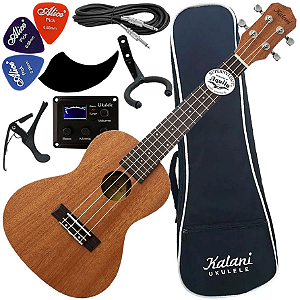 Kit Ukulele Elétrico Concerto 24 Sapele Kalani Kal220 Cs Eq