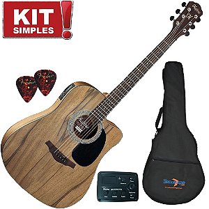 Kit Violão Folk Aço Elétrico Hmf270 Satin Natural Hofma Bag Simples