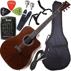 Kit Violão Rozini Rx315 Folk Eletroacústico Ativo C/ Afinador + Acessórios