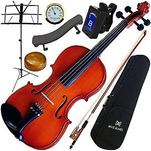 Kit Violino Michael 4/4 Vnm40 + Estojo Espaleira Acessórios