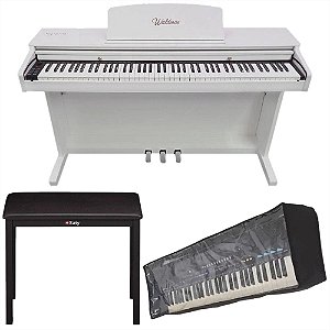 Kit Piano Digital Waldman KG-8800 88 Teclas Sensitivas Branco c/ Acessórios