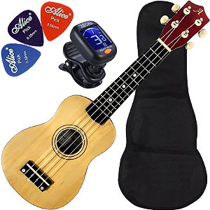 Kit Ukulele Soprano Acustico Andaluz Uk-S01 Natural Fosco