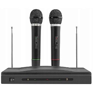 Kit Microfone karaokê 2 Microfones Sem Fio e Receptor