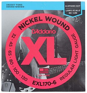 Encordoamento Baixo 6 Cordas D'addario Exl170-6 032″-.130″ Escala Longa