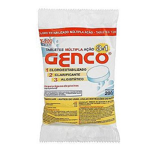 Tablete Cloro para Piscina Multiação 3 em 1 Genco 200 g