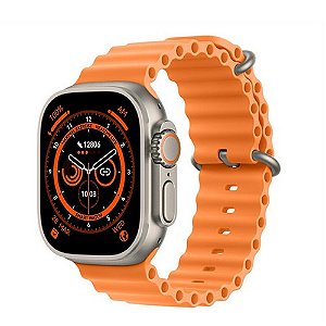 Relógio Inteligente Smartwatch GS8 Ultra 2023 Pulseira Oceano Laranja