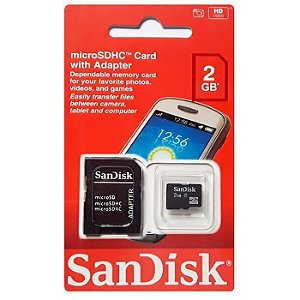 Cartão de Memória Micro SD 2GB - SanDisk 2 em 1