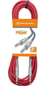 Cabo Para Instrumentos Hayonik P10 x P10 3 Metros Player Vermelho