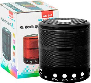 Caixa de Som Mini Speaker Bluetooth Usb Speaker Ws-887 PRETO
