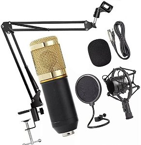 Kit Microfone Estúdio BM800 + Pop Filter + Aranha + Braço Articulado – Leboss
