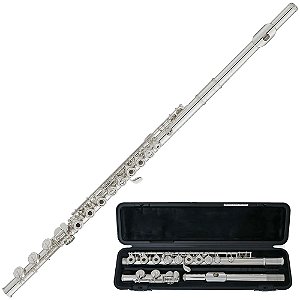 Flauta Transversal Yamaha YFL-482H Chaves em Linha Prata Maciça