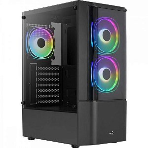 Gabinete Gamer Aerocool ATX Quantum V2 Preto Lateral Vidro