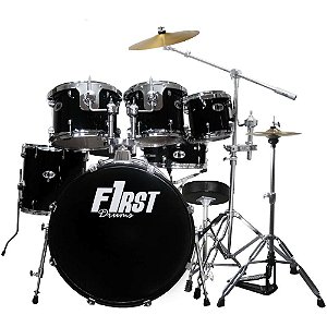 Bateria Acústica 3t Preto Ny-f1rst Drums