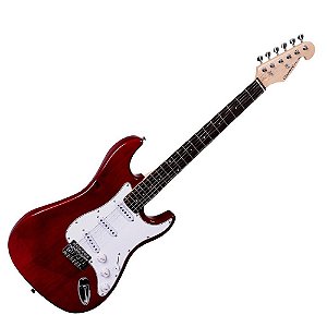 Guitarra elétrica Giannini Standard G-100 de choupo translucent red e white shell verniz com diapasão de madeira técnica