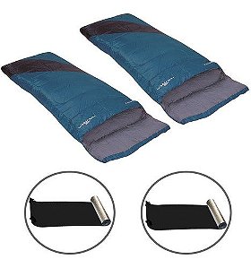 2 Sacos Dormir Liberty Azul + Isolantes Aluminizado Térmicos