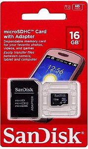 Cartão De Memória Micro Sd 16gb Sandisk Original Envio 24h