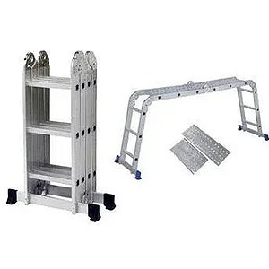 Escada Alumínio Articulada Multifuncional 4X3 - 3,39 m c/ Plataforma Mor