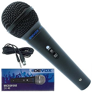 Microfone Com Fio De Mão Devox Dx-48 Profisssional Dinâmico