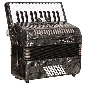 Acordeon Eagle EGA0348 PBK 03 Registros Preto Perolizado Bag
