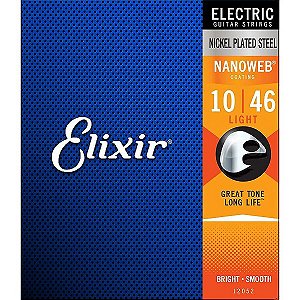 Encordoamento Elixir Para Guitarra Nanoweb 010 Light Leve